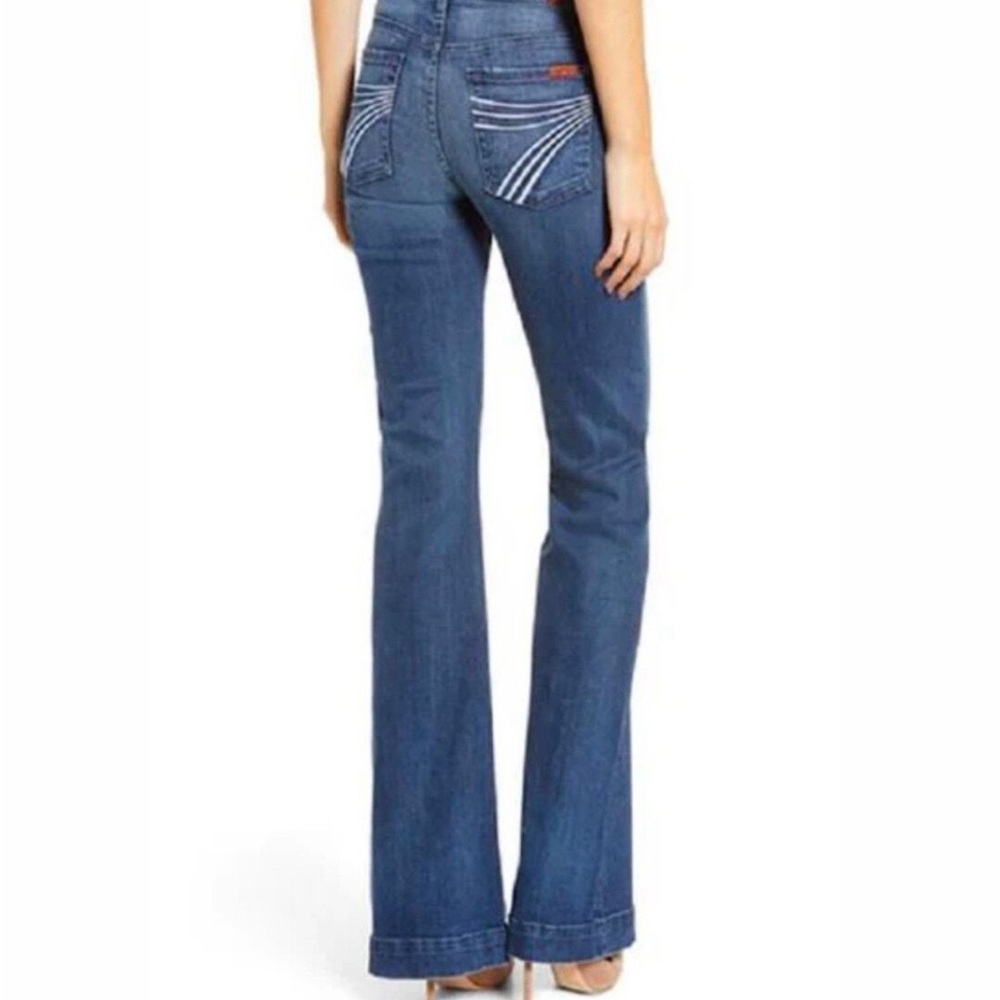 7 For All Mankind Blue Flare Wide Leg Jeans